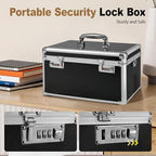 Black Medication Combination Lock Boxes with Code for Personal Items, Medicine Lockbox for Documents 14.76 x 7.6 x 9.1 Inches Colorful Large - Image 3