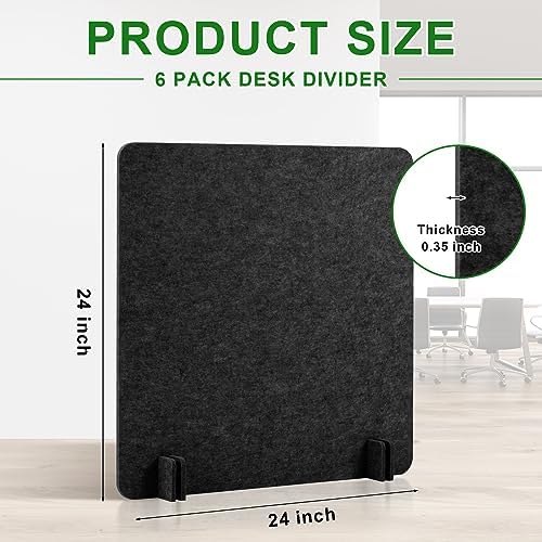 6 Pcs Acoustic Desk Divider Partition Privacy Panel 24 x 24",Dark Gray - Image 2