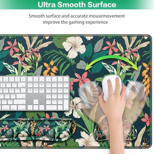 Desk Mat Floral, Large Gaming Mouse Pad with Wrist Rest, 4in1 XXL - Image 4