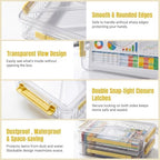 Clear Document Box, Deep A4 Paper Storage Organizer with Snap Latches, Stackable File Case for Certificates Photos Letter Size, Magazine Protector, 14.37" x 9.44" x 2.75" (2 Pack), Yellow - Image 3