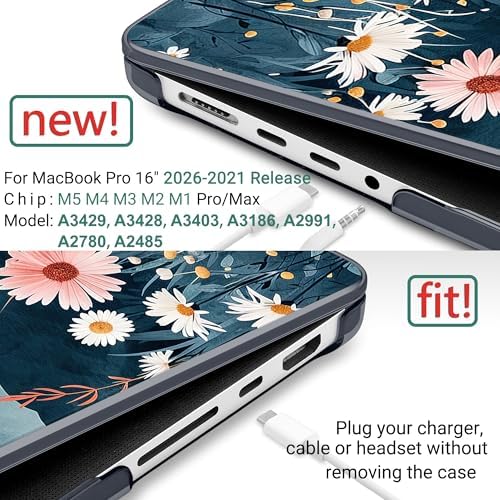 DONGKE Compatible with MacBook Pro 16 Inch Case (2026-2021 Release, M5 M4 M3 M2 M1 Pro/Max Chip), Plastic Hard Shell Cover with Keyboard Cover & Screen Protector for MacBook Pro 16", Sun & Daisies - Image 2