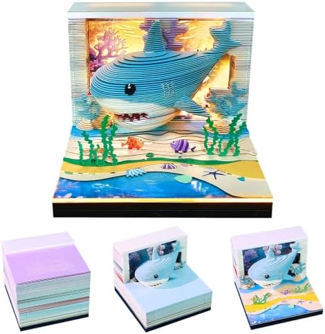 3D Shark Calendar 2027 Time Piece Memo Pad with LED Light by RWUJILONG