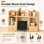 Desk Hutch with 2 Drawers, Desktop Organizer Shelf for College Dorm - Image 5