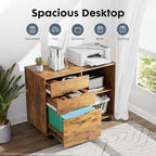 DUMOS File Cabinet with 3 Drawers, Wood Under Desk Storage Printer Stand - Image 4