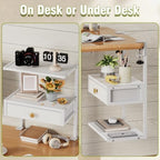 VENNQD Clamp On Desk Shelf, 2-Tier Desktop Organizer, Wood Desktop Supplies Tabletop Book Storage Rack with Adjustable Shelves for Table Working and Gaming Accessories, White - Image 6