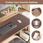 Wireless Charging Mouse Pad 2 in 1 Leather Multifunctional Office Desk Pad with Non-Slip Rubber Base, Waterproof Desk Pad for Computers/Office/Work/Home/Decor 36" x 17" Brown - Image 3