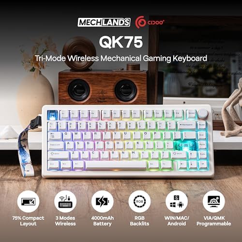 MechLands CIDOO QK75 VIA Programmable 75% Compact Keyboard with KiiBoom Premium Acrylic Transparent Keyboard Dust Cover - Image 2