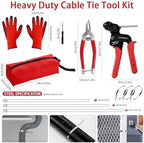Metal Zip Tie Tool 300PCS (100 Each: 7.8/12/15.7 Inch) Stainless Steel Cable Tie Gun Kit | Self-Locking Fastening & Cutting Tool Metal Zip Tie Gun for Fencing, Exhaust Pipes, Automotive (Red) - Image 5