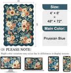 DUKINO 4x6 Area Rug, Non Slip Floral Washable Living Room Rug Prussian Blue - Image 2
