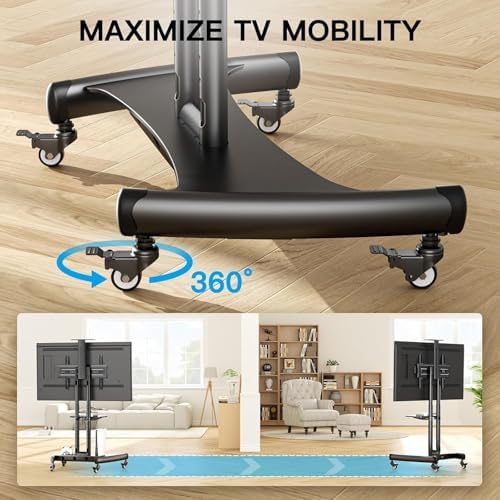 PERLESMITH Rolling TV Stand for 32-85 Inch Flat/Curved TVs up to 100 lbs - Image 4