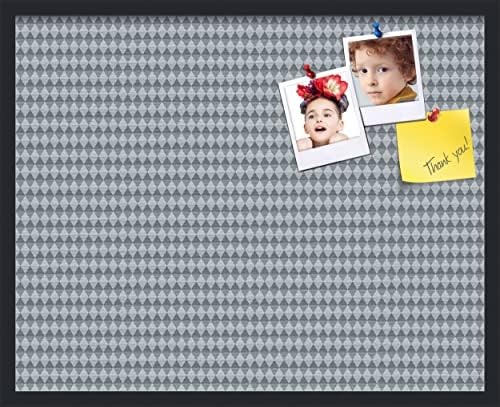 PinPix 30x24 inch Cork Bulletin Board. This Decorative Framed Pin Board Comes with Diamond Pattern in Grey and Blue Design and Satin Black. Ideal for Home, Office Decor or School (PinPix-227) by PinPixBulletinBoards