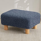 Small Foot Stool Ottoman, Sherpa Footstool Ottoman Foot Rest for Couch, Rectangle Footstools and Ottomans Small for Living Room, Entryway and Bedroom (Navy Blue) by FIMIVIBI