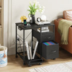 YAOHUOO Printer Stand with Power Outlet/Drawers, Printer and Shredder Stand - Image 5