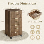 7 Drawer File Cabinet with Wheels for Home Office, Black Walnut - Image 2
