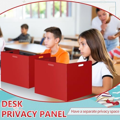 24Pack Desk Dividers for Students 14 × 17.5 × 14 Inch Plastic Durable and Waterproof Black Privacy Folders Shields Test Dividers with Classroom Privacy Boards for School Study Supplies (24PCS Red) - Image 6