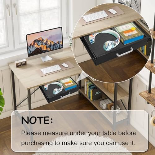 Upgrade Wood Under Desk Mounted Sliding Pull-out Drawer, Ball-Bearing Slides Under Desk Drawer Storage Organizer, Hanging Drawers for Desk, Hidden Desktop Organizer for Office Desks, Tables - Black - Image 7