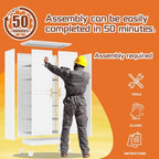 White Metal Storage Cabinet, 79" Kitchen Pantry Cabinets for Office - Image 4