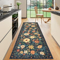 DUKINO 2.6x8 Runner Rug, Washable Runner Rug for Hallway Non Slip Navy Blue by DUKINO