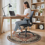 5FT Round Office Chair Mat for Hardwood Floor, Non-Slip Washable Annatto - Image 2