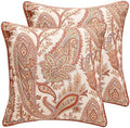 ISAENNE Vintage Linen Throw Pillow Cover,Set of 2,18"x18"-Chauffrey A by Isaennehomedecoration
