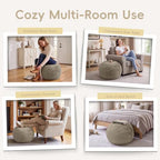 Hobestluk Stuffed Pouf Ottoman Footrest, Round Footstool,Large,Brown - Image 5