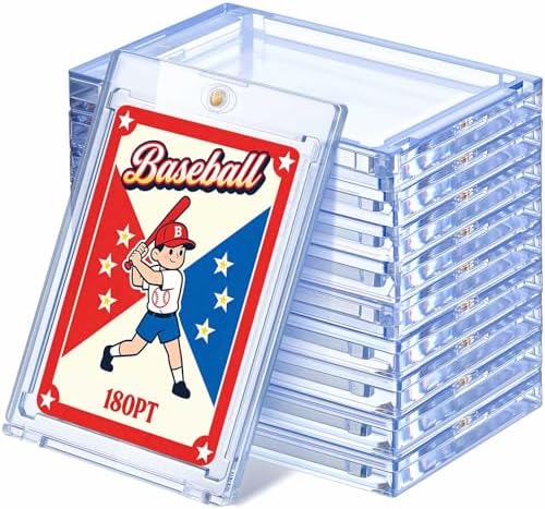 SATINIOR 20 Pcs 180 Pt Acrylic Magnetic Card Holders 2.5 x 3.54 Inch Tag Holder Clear Protectors Hard Plastic UV Protection Case for Sports Baseball Card Trading Storing Displaying by SATINIOR