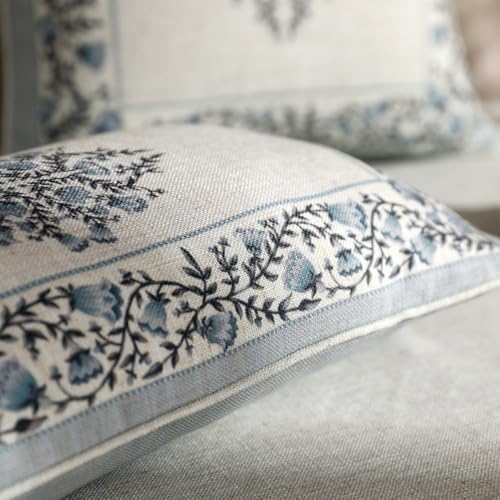 ISAENNE Designer Linen Throw Pillow Cover,Set of 2,18"x18"-Segerman A - Image 7