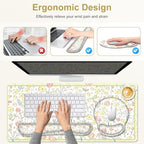 Desk Mat, 4in1 Large Mouse Pad with Wrist Rest, Cute Desk Mat, Anti-Slip XXL Computer Ergonomic Mousepad with Wrist Support for Keyboard and Mouse, Nice Yellow Flowers - Image 5