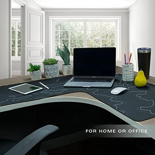 Con-Tact Brand XL Extended Mouse Pad - L-Shaped Desk Mat with Stitched Edges - Non-Slip, Water-Resistant Keyboard Mat - Extra Large Desk Pad for Gamers, Home & Office Use - 36.22" x 15.74" (Topo) - Image 4