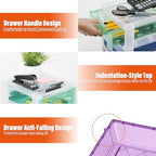Plastic Desktop 3-Drawer Storage Organizer,Stackable Craft Drawer Storage Container For Art Craft Supplies,Office School Home (Green-Blue-Purple) - Image 3