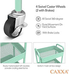 CAXXA 3-Tier Rolling Metal Storage Organizer - Mobile Utility Cart, Kitchen Cart with Caster Wheels (Aqua Green) - Image 3