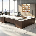 Executive Desk, L Shaped Executive Office Desk with Locking Drawer & File Cabinet, 1'' Thick Desktop, Large Office Desk with Storage, Modern Executive Computer Workstation for Home Office & Business by Unknown