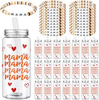 48 Pcs Christmas Mama Gifts Bulk, Cups Lids Straws Clay Bracelets by Ferrochef