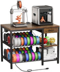 3D Printer Table with Filament Storage, 3-Tier 3D Printer Stand with Power Outlet & Drawer, Heavy Duty 3D Printer Rack for Workshop Studio Office (Brown) by Espelism