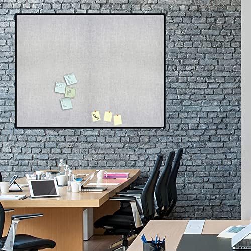 JILoffice Cork Linen Bulletin Board 48 X 36 Inch (Grey), Black Aluminum Frame Wall Mounted Board Memo Pin Board for Office Home and School - Image 4