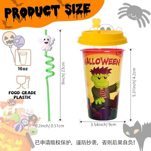 AFZMON 48 Sets Halloween Party Favors Goodie Cups with Lids and Straws Bulk - Image 3