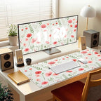 Watercolor Poppy Office Desk Mat 31.5" x 15.7" Desktop Mat PU Leather Large Mouse Pad White Mousepad Non-Slip Table Mat for Girls, Women, Home, Work, Computer, and Gaming - Image 7