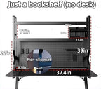 Desktop Hutch Bookshelf,Many Gifts,Metal Desktop Bookcase with pegboard, Desk Shelf Black, Countertop Storage Organizer Rack for Dorm or Office,Desktop Shelves(Black, 37.4" Lx9.9 Wx39 H) - Image 2