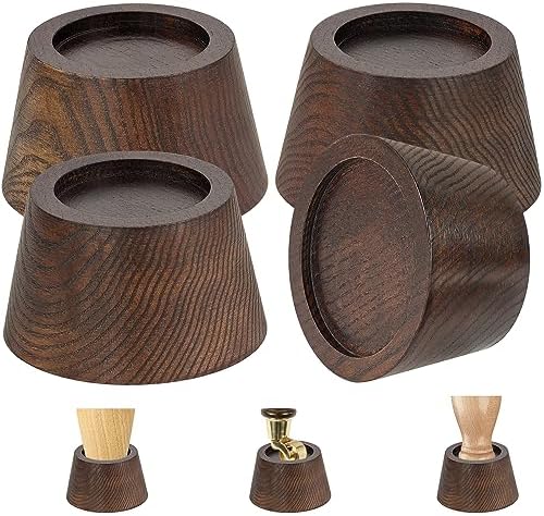 Bed Risers (Set of 4) Furniture Risers Lifts Height 2", Oak Solid Wooden Risers for Bed, Furniture Risers with Non-Slip Recessed Hole (Monolithic Wood, 4pcs-2" Hight-Walnut Color) by FASONLA
