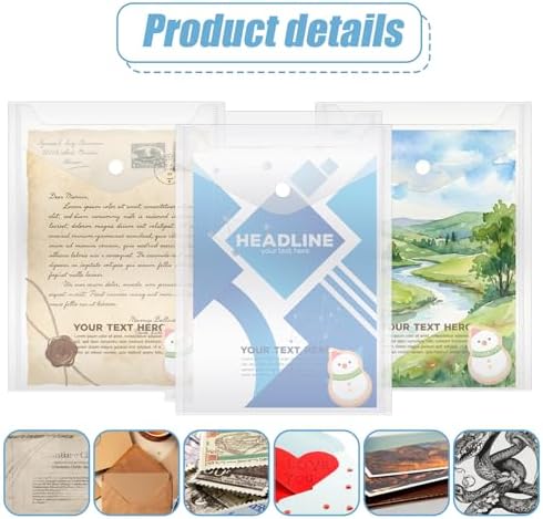 100 Pcs Small Plastic Envelopes with Snap Closure, Reusable Stamp and Die Storage Pockets, Waterproof Clear Envelope Pouch as Sticker Organizer, Receipt Holder, Photo Storage Folders (5x7 Inch) - Image 5