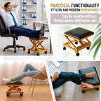 CroBlissful 2 Pack Rolling Adjustable Foot Rest Foldable Under Desk Ottoman with Wheels Leather Foldaway Guitar Foot Stool for Home Office Living Room Bedroom - Image 6