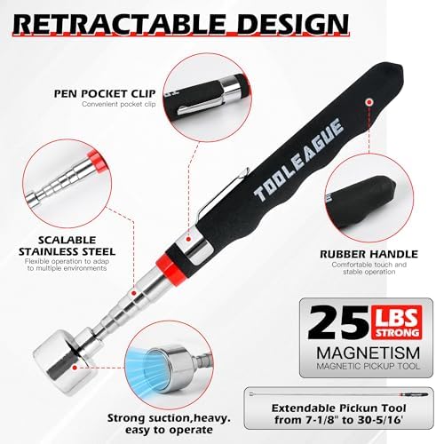 TOOLEAGUE 3Pcs Magnetic Tool Mat with 25Lb Telescoping Magnetic Pickup Pen - Image 3
