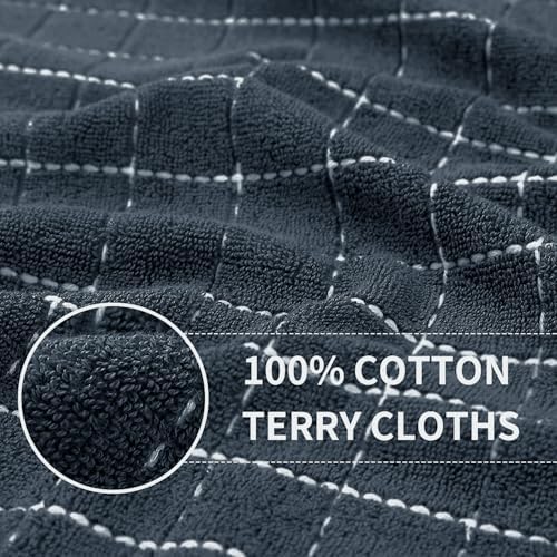 Homaxy Cotton Terry Kitchen Towels and Dishcloths Set of 8, Dark Grey - Image 2