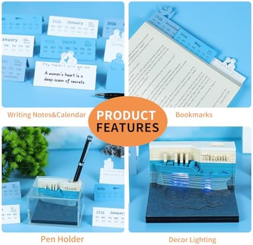 3D Memo Pad, 3D Calendar 2027, Time Piece Calendar, Tear-Off Calendars 2027, 3D Paper Carving Art Memo Pad, Art Carving Sticky Notes for Office Home Gifts Ornaments (Ship) - Image 6