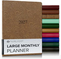 Gallery Leather Large Monthly Planner 2026-2027 Floral Espresso by GalleryLeather