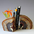 JIC Gem Natural Agate Geode Bookends Rubber Bumpers Shelf Decor 2-3 Lbs - Image 4