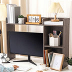 Briwooody Dorm Desk Bookshelf Desk Hutch Organizer with 5 Shelves and 3 Tier Desktop Hutch Storage Organizer for College Dorm Home Office Supply, 32.5 x 23.5 x 8 Inch(Grey) - Image 2