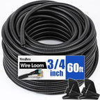 60 FT Wire Loom 3/4 Inch, Split Wire Loom Tubing Wire Conduit, Wire Protector Tubing – Black by YesBes