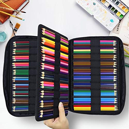 YOUSHARES Colored Pencil Case 304 Slots Pen Case Organizer with Handy Wrap & Zipper, Multilayer Holder for Prismacolor Colored Pencils & Gel Pen (Red Pink Rose) - Image 5