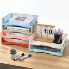 gisgfim 12 Pcs Turn in Trays Classroom Boho Paper Tray for Classroom Organization and Storage Stackable Plastic Book Baskets Turn in Bins Teacher Organizers for Library Drawers School Office Desk - Image 4